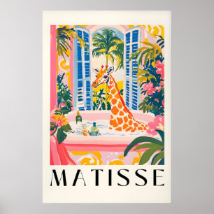 Póster Jirafa en Bañera Imprimir Estilo Divertido Matisse