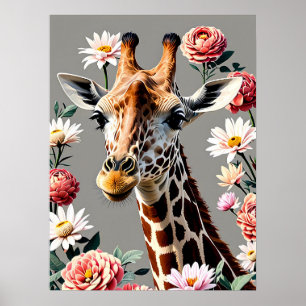 Póster jirafa floral