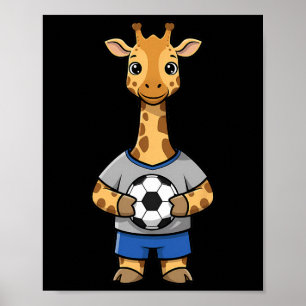 Póster Jirafa futbolista deportiva animal linda