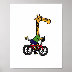 Póster Jirafa Genial Montando Bicicleta