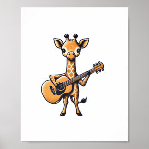 Póster Jirafa Linda Tocando Guitarra Jirafas Músico Músic