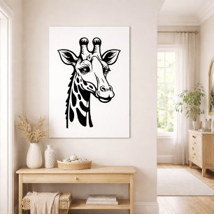 Póster Jirafa Minimalista Negro y Blanco