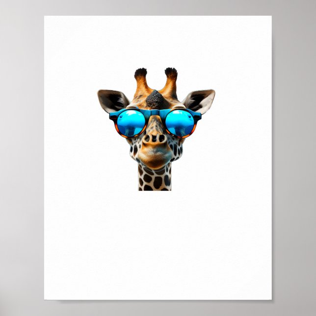 Póster Jirafa sonriente divertida con gafas de sol (Frente)