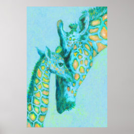 Póster jirafas de agua y melocotón