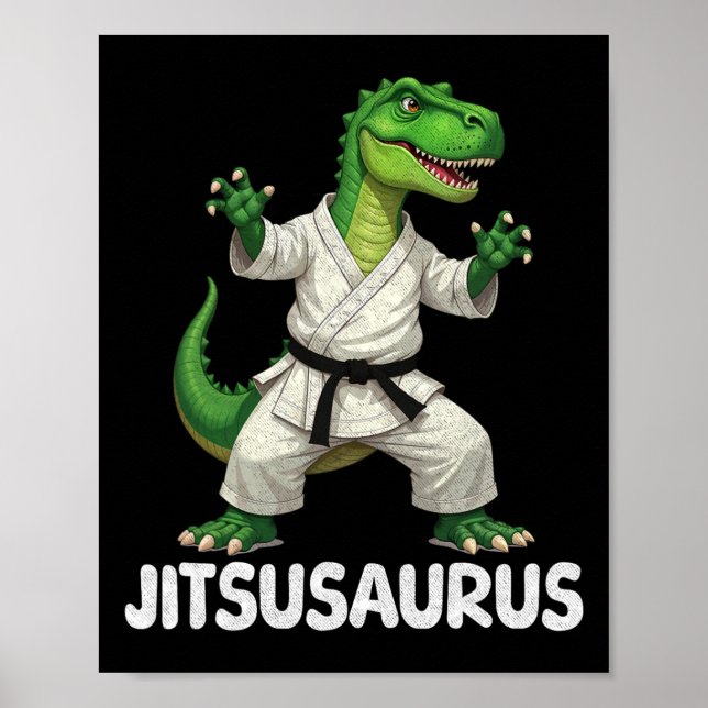 Póster Jitsusaurus Dinosaur Karate Martial Arts Fun Enthu (Frente)