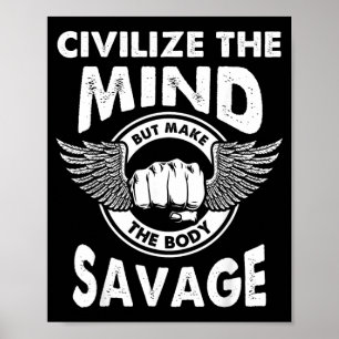 Póster Jiu Jitsu BJJ MMA Civilizar La Mente Hacer El Cuer