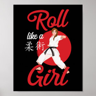 Póster Jiu Jitsu Bjj Roll Como Un Chica Chica
