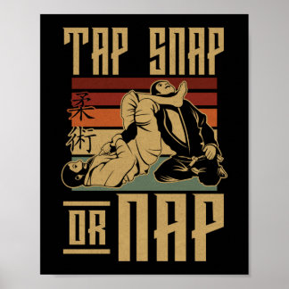 Póster Jiu Jitsu Bjj Tap Snap O Nap Retro Vintage