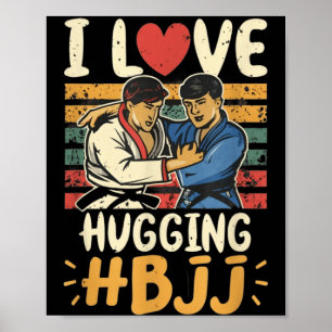 Póster Jiu Jitsu Brasileño BJJ Amor Abrazando Divertido M