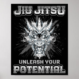 Póster Jiu Jitsu Brasileño MMA y Grappling BJJ Dragón