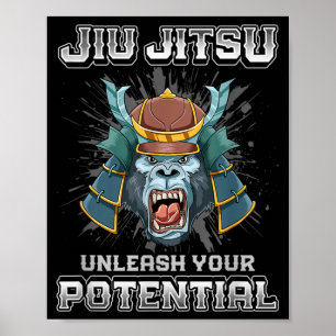 Póster Jiu Jitsu Brasileño MMA y Grappling BJJ Samurái