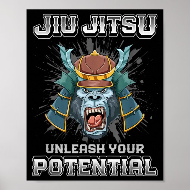 Póster Jiu Jitsu Brasileño MMA y Grappling BJJ Samurái (Frente)
