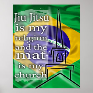 Póster Jiu Jitsu es mi religión poster de la bandera bras