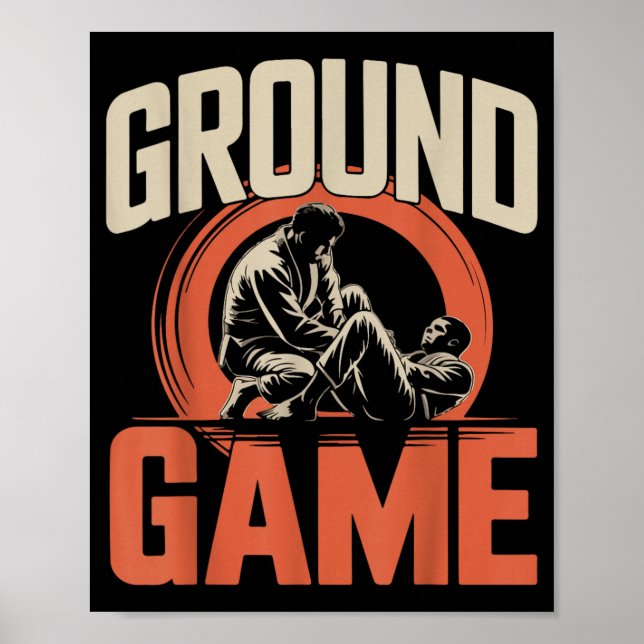 Póster Jiu Jitsu Retro Vintage Juego de Suelo (Frente)