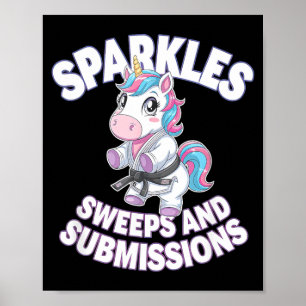 Póster Jiu Jitsu y Unicornio - Lucha de BJJ Adorable