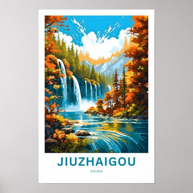 Póster Jiuzhaigou China Viajes impresos (Frente)