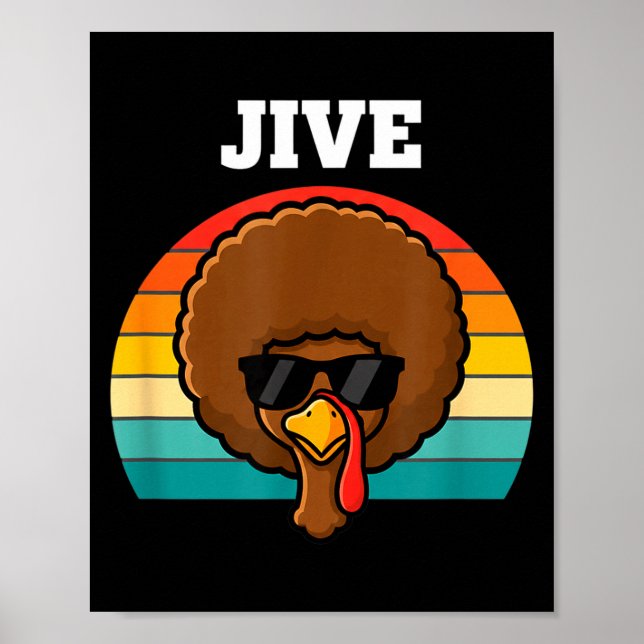 Póster Jive Turkey Afro Retro 70s Thanksgiving Turkey Day (Frente)