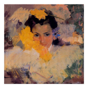 Póster Joaquin Sorolla - Chica con flores