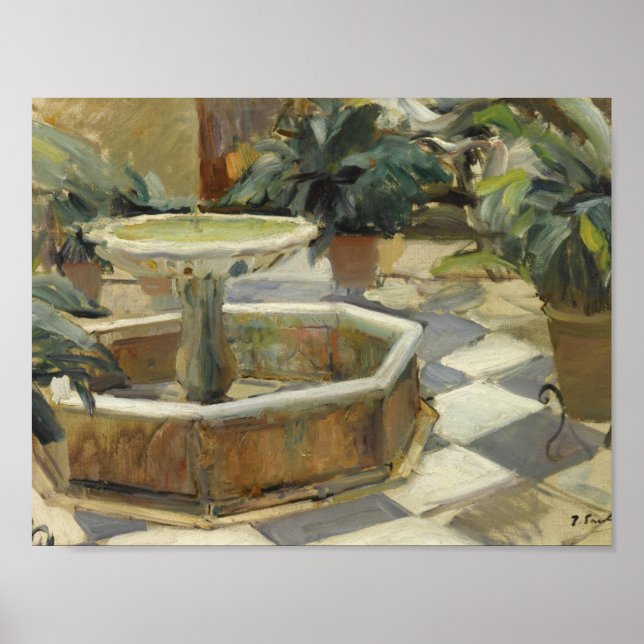Póster Joaquin Sorolla - Fuente en un patio (Frente)