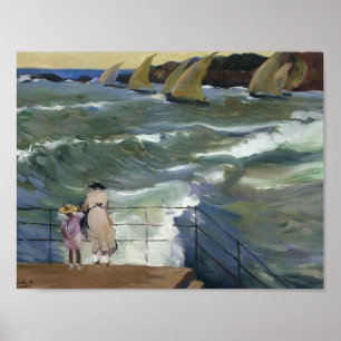 Póster Joaquín Sorolla- las ondas en San Sebastián