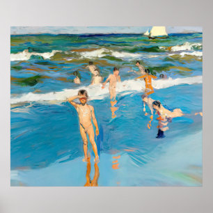Póster Joaquín Sorolla los niños en el mar playa