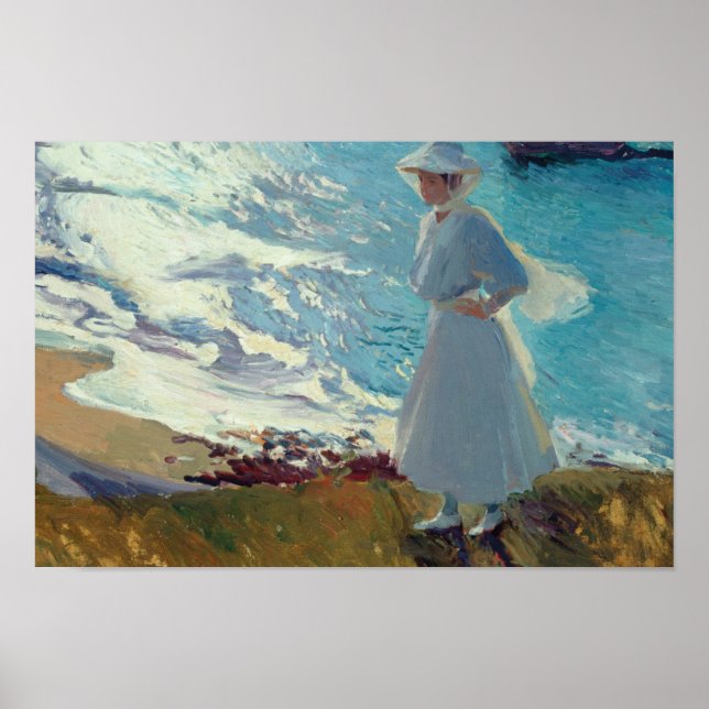 Póster Joaquin Sorolla - María en la playa de Biarritz (Frente)