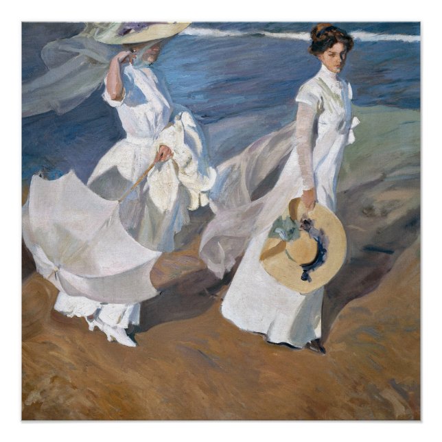 Póster Joaquin Sorolla - Mujeres caminando por la playa (Anverso)