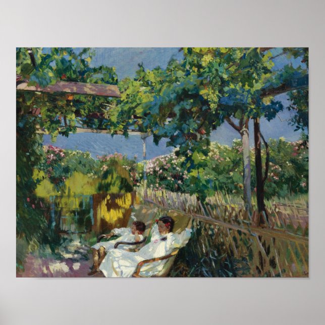 Póster Joaquin Sorolla - Siesta en el jardín (Frente)