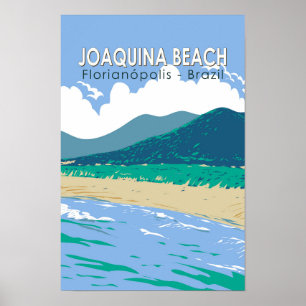 Póster Joaquina Beach Brasil Viaje a la Vintage