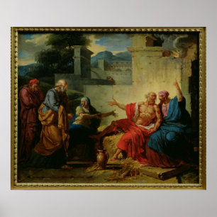 Póster Job siendo regañado por su esposa, c.1790