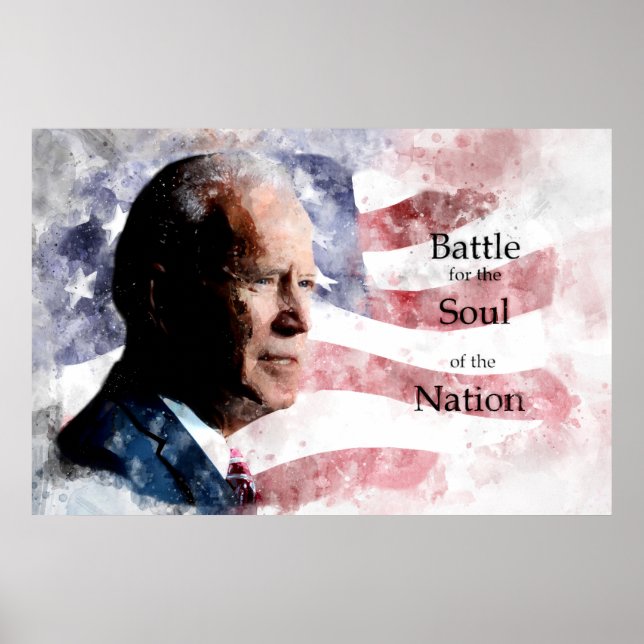 Póster Joe Biden con batalla por el alma de la nación (Frente)