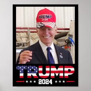 Póster Joe Biden Con Un Gorra De Trump