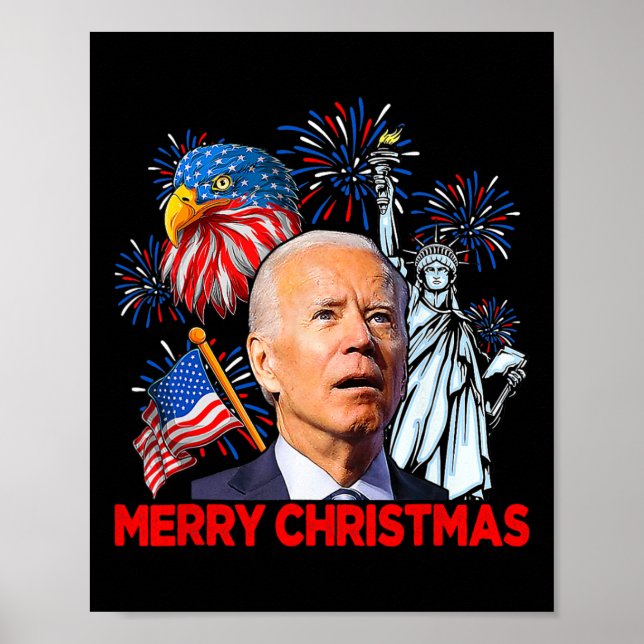 Póster Joe Biden Confuso Patriótico Feliz Navidad Por 4 (Frente)