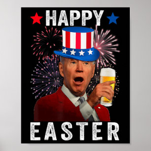 Póster Joe Biden divertido confundió Feliz Pascua con 4 d