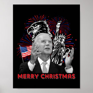 Póster Joe Biden divertido Feliz Navidad en julio Bandera