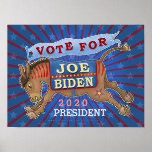Póster Joe Biden para el presidente demócrata Donkey 2020