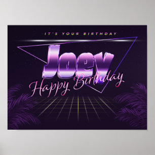 Póster Joey Name Vorname lila retro Poster Geburtstag