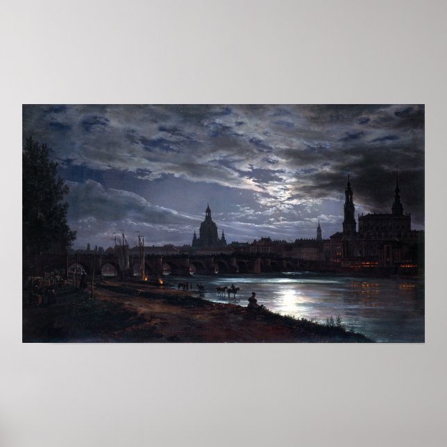 Póster Johan Christian Dahl Vista de Dresden por Moonligh (Frente)