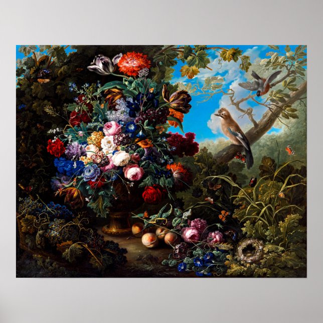 Póster Johann Baptist Drechsler: Large floral still life  (Frente)