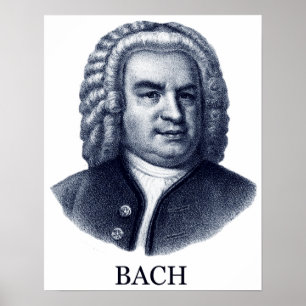 Póster Johann Sebastian Bach, azul