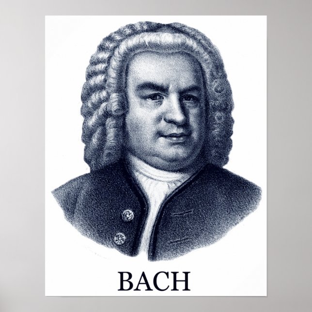 Póster Johann Sebastian Bach, azul (Frente)