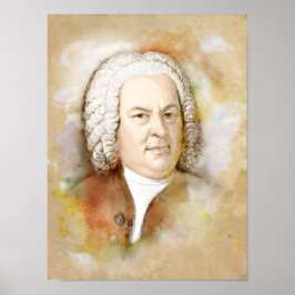 Póster Johann Sebastian Bach Portrait im Aquarell Style