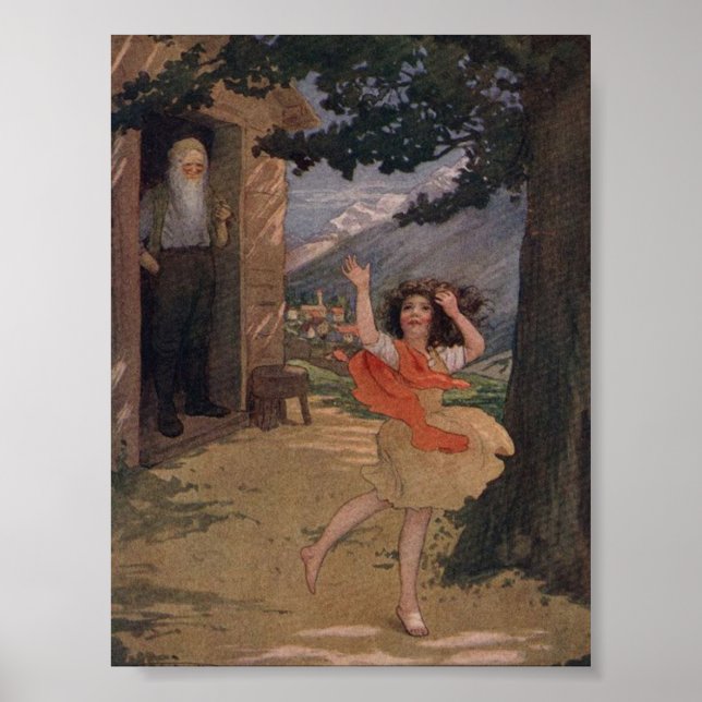 Póster Johanna Spyri Heidi de los Alpes suizos (Frente)