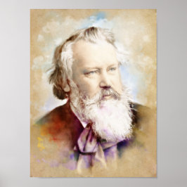 Póster Johannes Brahms Portrait im Aquarell Style