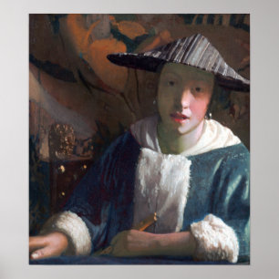 Póster Johannes Vermeer Chica con flauta
