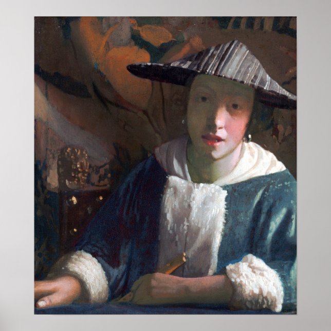Póster Johannes Vermeer Chica con flauta (Frente)