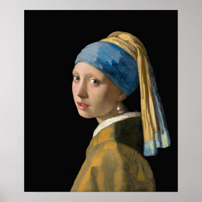 Póster Johannes Vermeer, Chica de Pearl Earring (Frente)