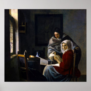 Póster Johannes Vermeer - Chica interrumpida en su música
