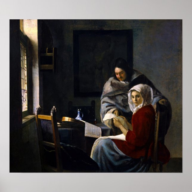 Póster Johannes Vermeer - Chica interrumpida en su música (Frente)
