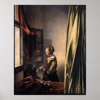 Póster Johannes Vermeer, Chica leyendo una carta